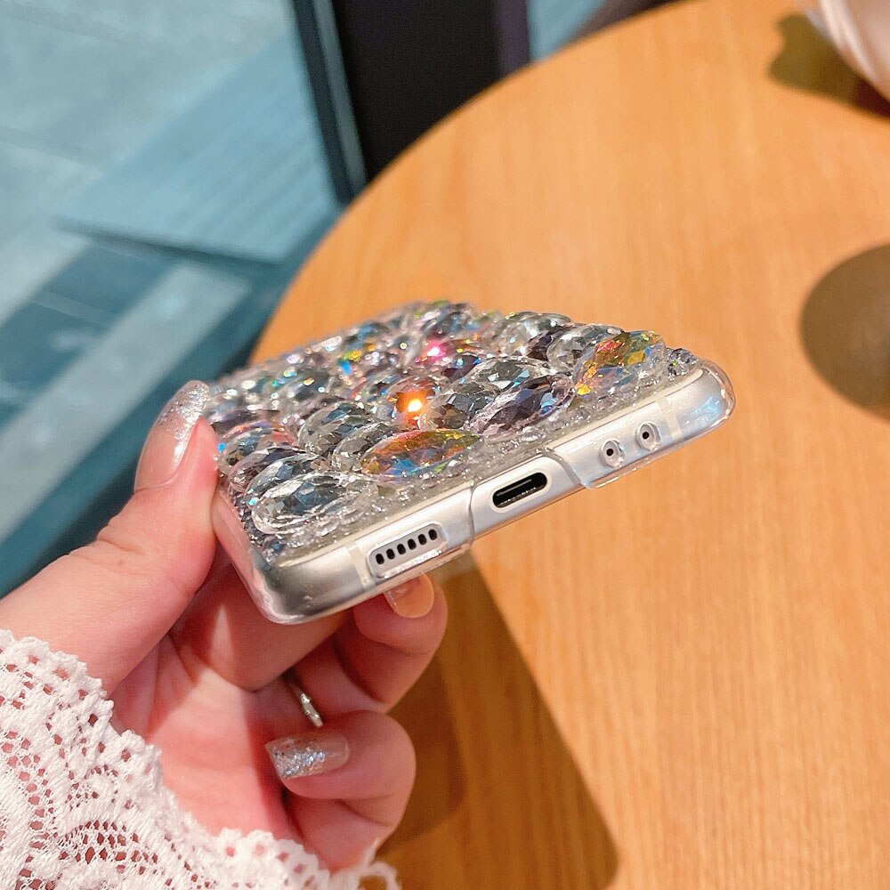 Vỏ điện thoại kim cương 3d bling sang trọng cho samsung galaxy z flip 3 zflip4 zfold 5 4 5g z fold2 rhinestone handmade pc vỏ cứng