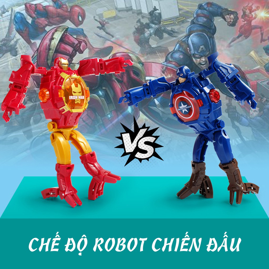 Đồ chơi đồng hồ biến hình siêu nhân robot trẻ em cho bé có đèn chiếu hình