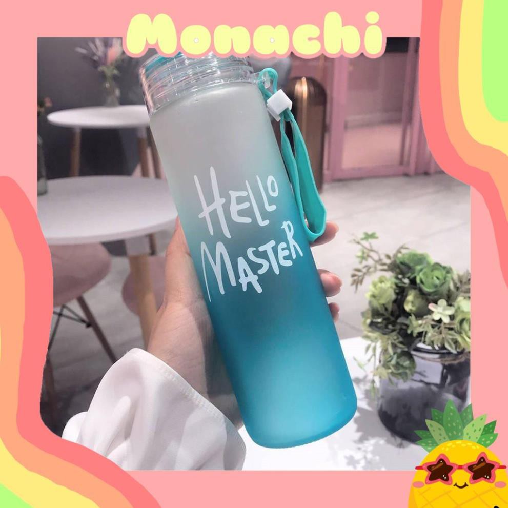 Bình nước Hello Master - Chai đựng nước bằng thuỷ tinh dung tích 450ml nhỏ xinh vô cùng dễ thương