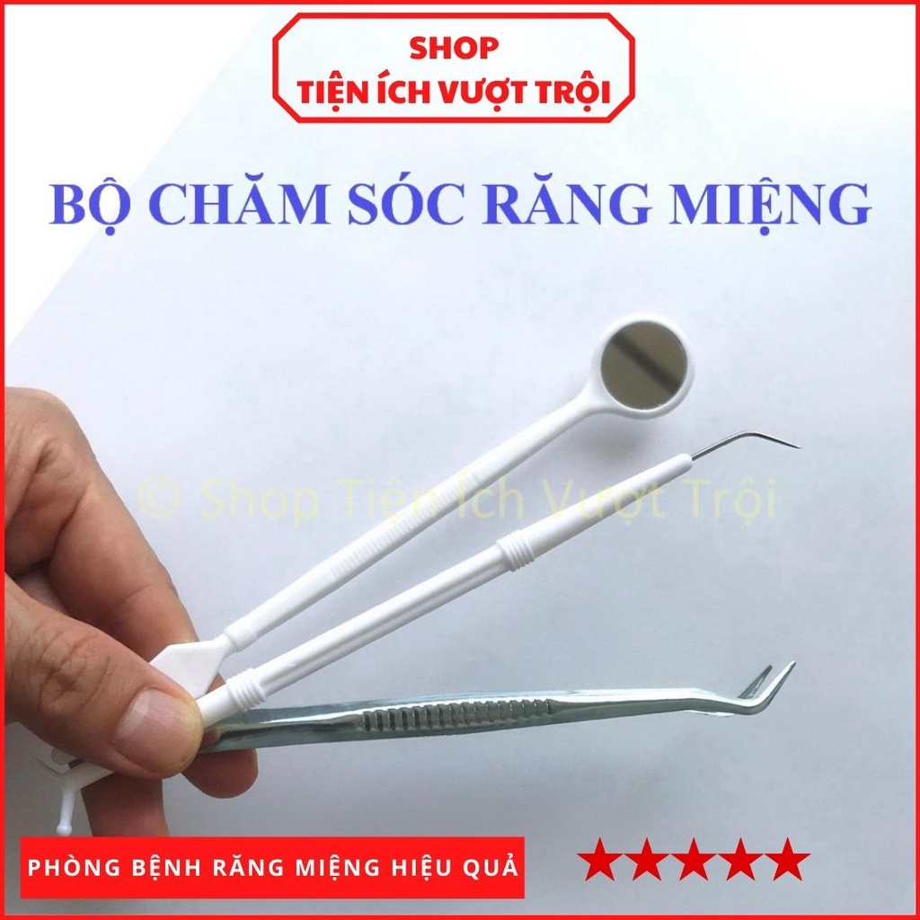 Bộ kiểm tra chăm sóc răng miệng tại nhà, gương nha kiểm tra răng miệng, nhíp gắp-Shop Tiện Ích Vượt Trội
