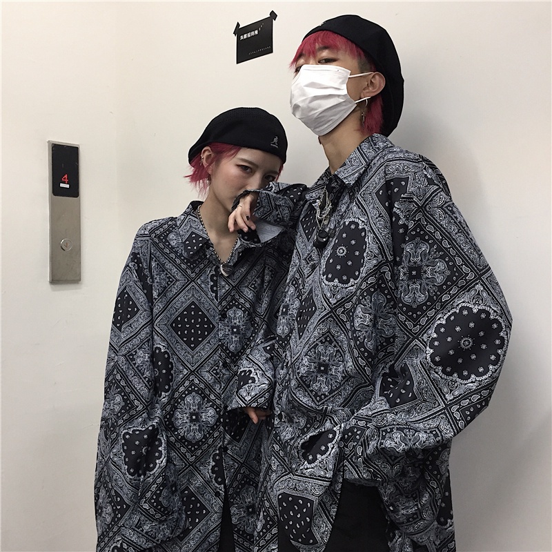 Áo sơ mi tay dài cổ V thời trang retro cho nam