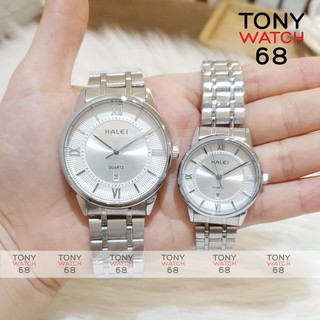 Đồng hồ đeo tay nam nữ chính hãng Halei cặp đôi unisex đẹp dây kim loại chống nước