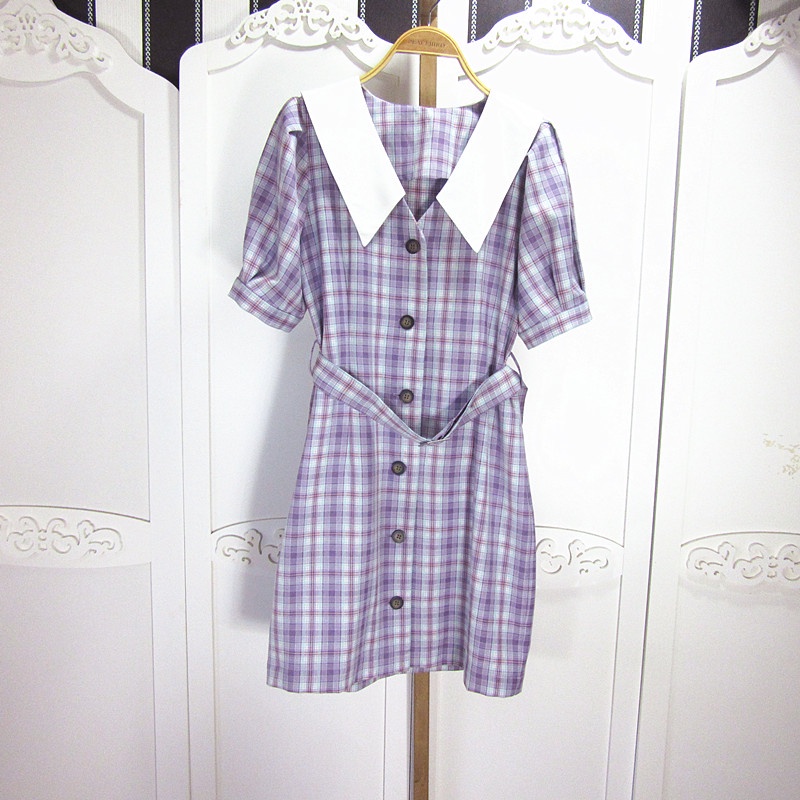 Váy Peace Bird kẻ tím