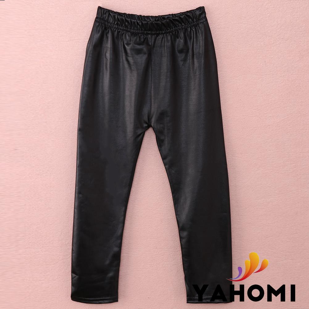Quần legging da PU cho bé gái