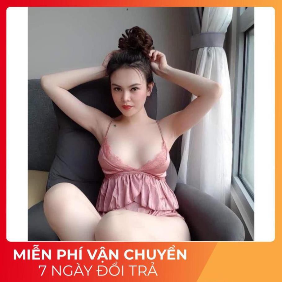 Đồ Ngủ Sexy, Váy Ngủ Sexy Nữ Bộ 2 Dây Chất Liệu Cao Cấp Thoải Mái Freesize B011