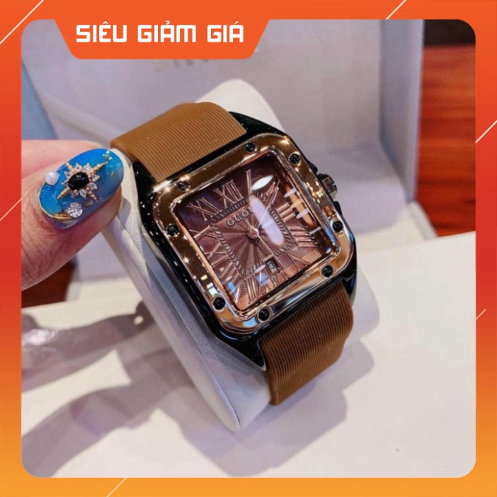 Đồng hồ guou nữ mặt vuông dây silicon, bảo hành 12 tháng, tặng box | BigBuy360 - bigbuy360.vn