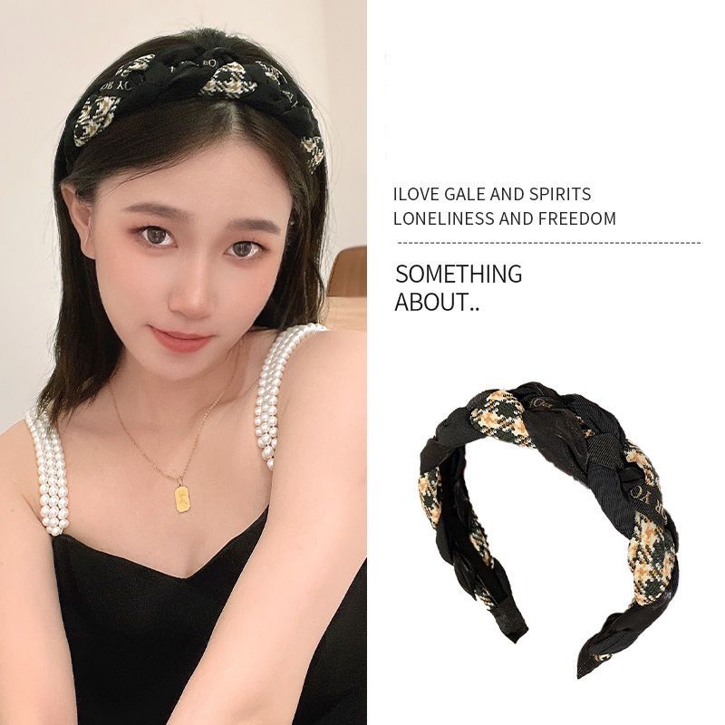 Băng Đô Cài Tóc Rửa Mặt Họa Tiết Houndstooth Cao Cấp Phong Cách Hàn Quốc 2022