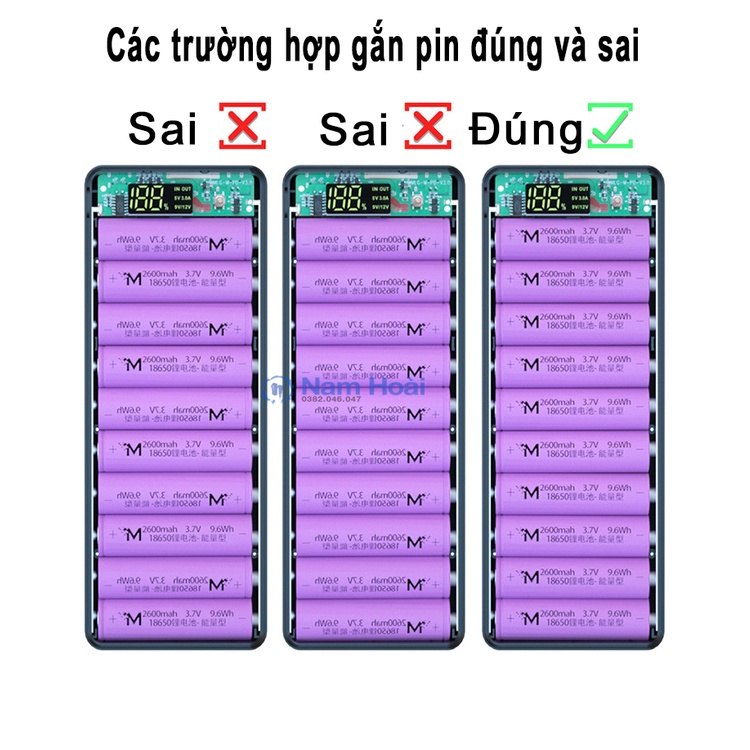 Box sạc dự phòng 10 cell sạc nhanh QC 3.0 PD 3.0 M10 PD dể dàng tháo lắp bằng Ốc Vít
