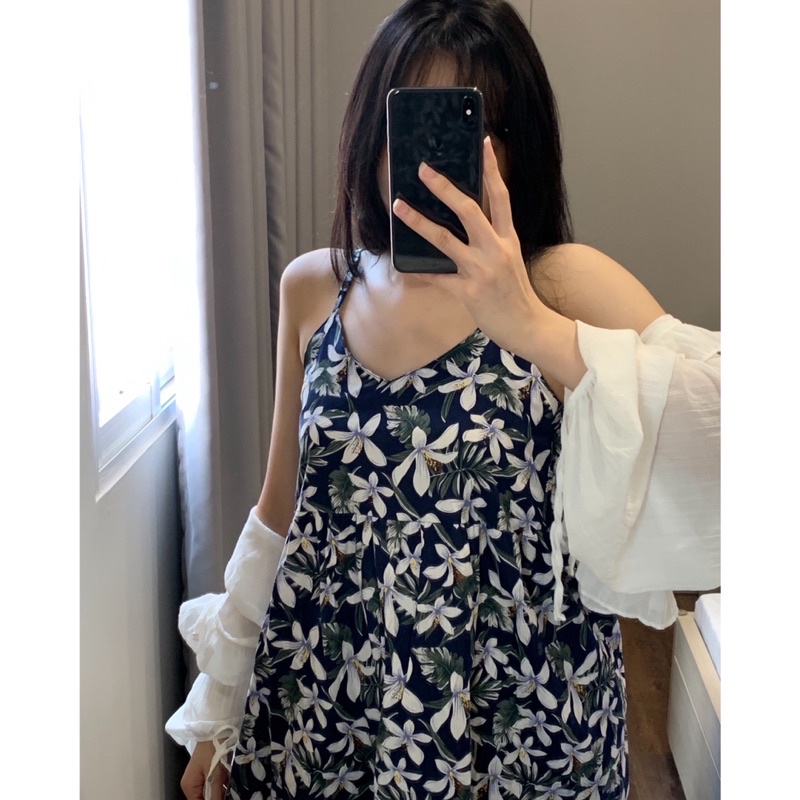 Đầm hai dây hoa đồ si đồ secondhand 2hand