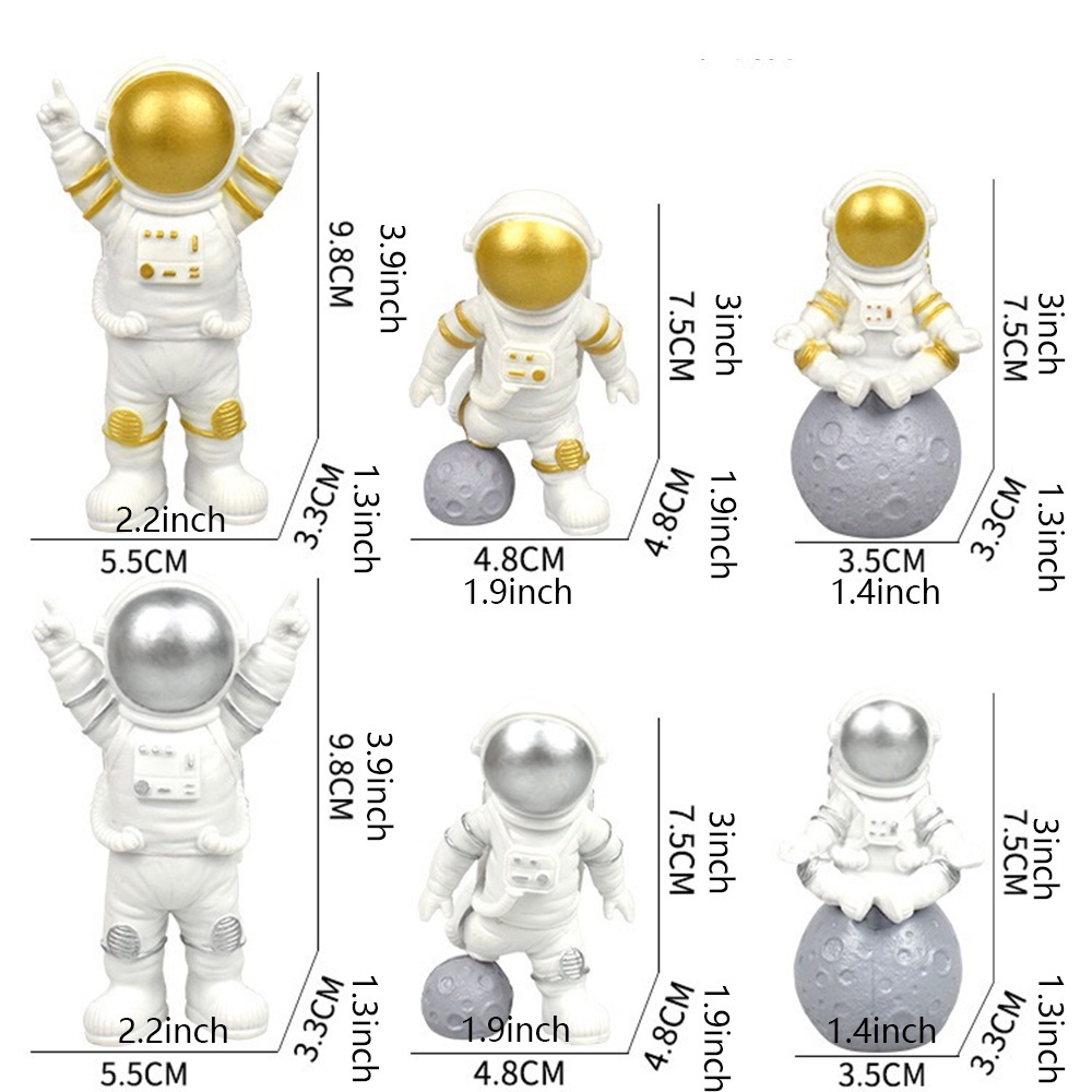 Set 3 Tượng Phi Hành Gia Mini Làm từ Nhựa Resin Để Bàn Trang Trí Sáng Tạo