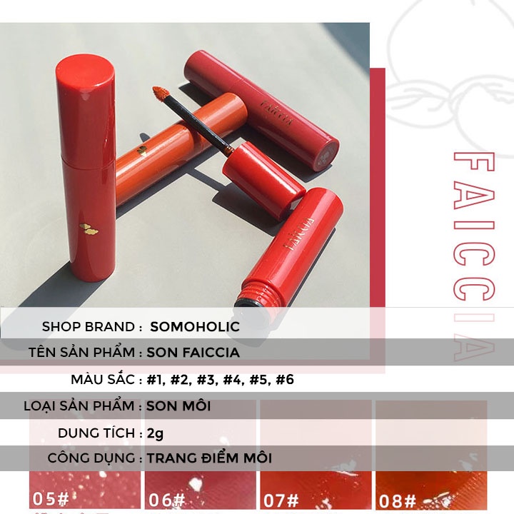 Son tint bóng FAICCIA nội địa Trung  căng mọng mịn mướt môi dưỡng ẩm bling bling Somoholic SM4 | BigBuy360 - bigbuy360.vn