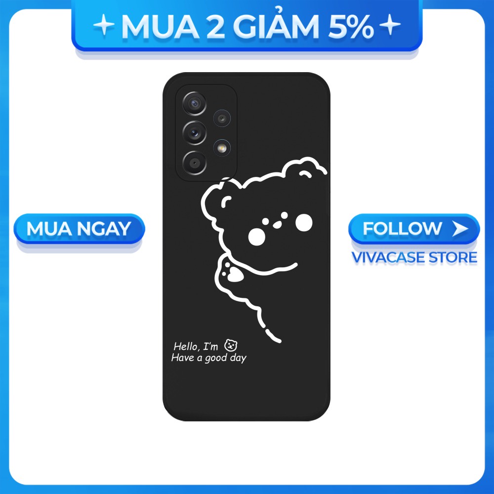 Ốp lưng cạnh vuông Samsung A10/A30S/A72/A50S/A32/...viền bảo vệ camera hình Gấu Hello