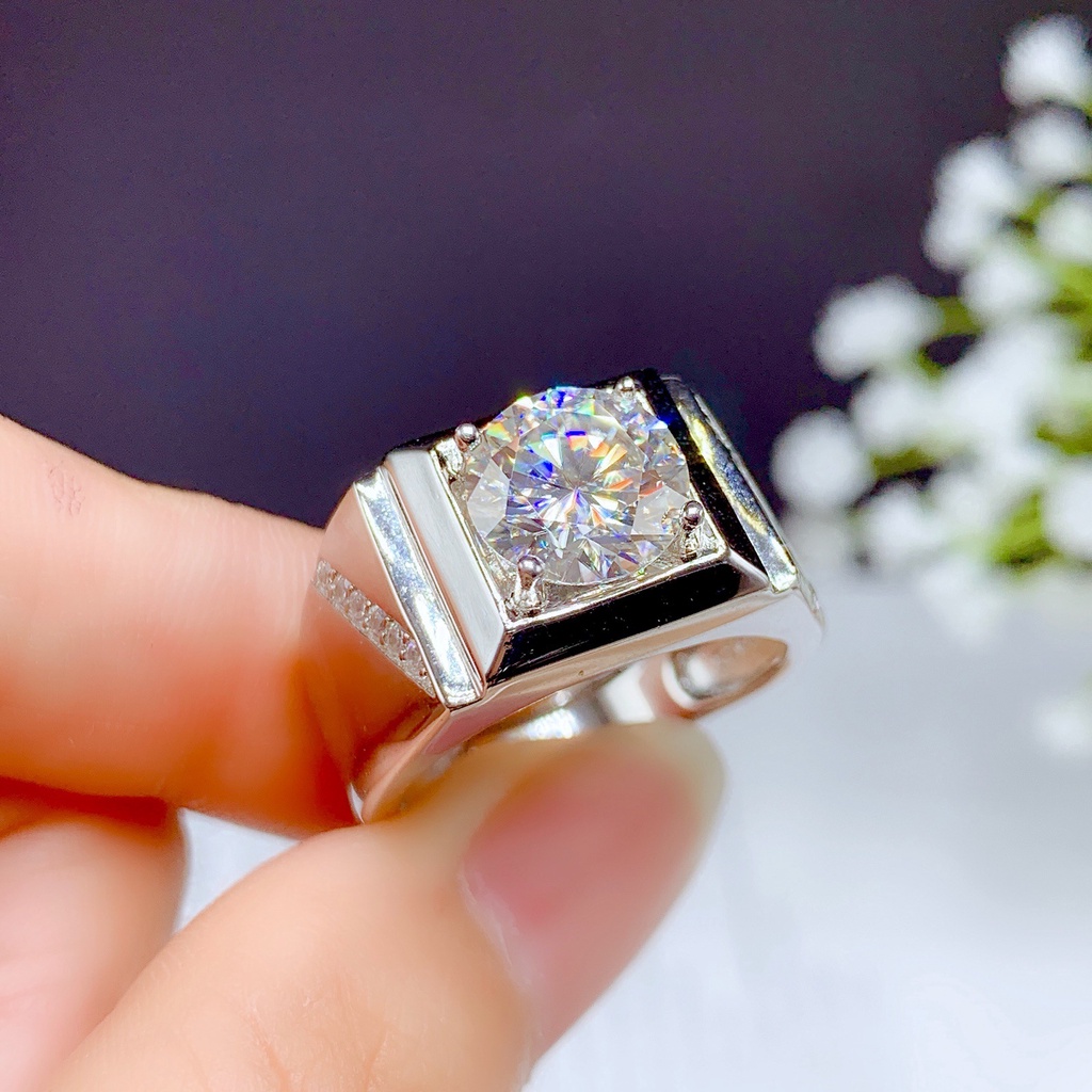 Nhẫn mạ bạc 925 đính kim cương giả CCB234 thời trang cho nam