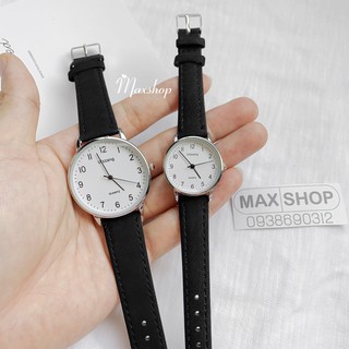 Đồng hồ nam nữ cặp đôi ULZZANG mặt tròn số kiểu basic