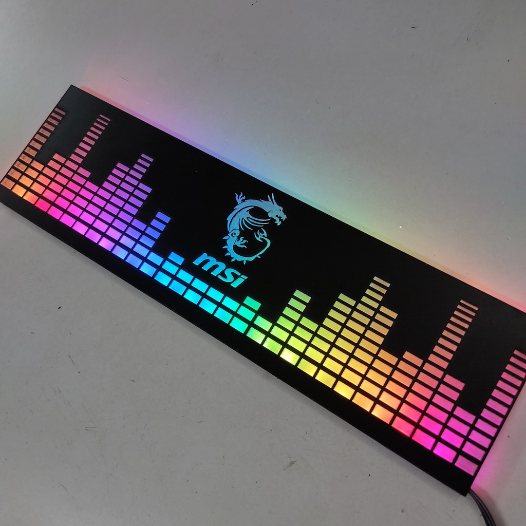 Tấm che hộp nguồn máy tính có Led RGB 5v ARGB logo MSI, đồng bộ màu Hub Coolmoon, hình sóng nhạc