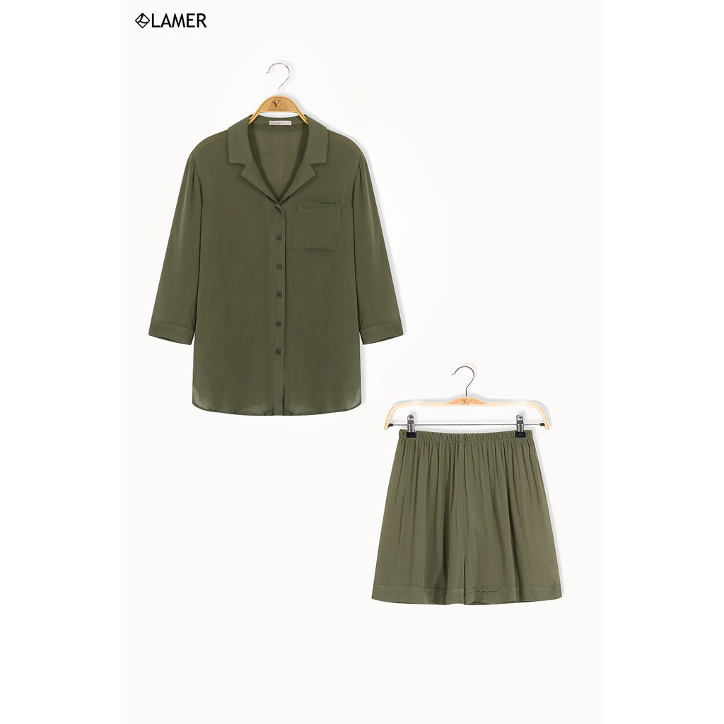 Bộ mặc nhà áo dài, quần short VIEN TRAN by Lamer O68S20Q002 (Nhiều màu)