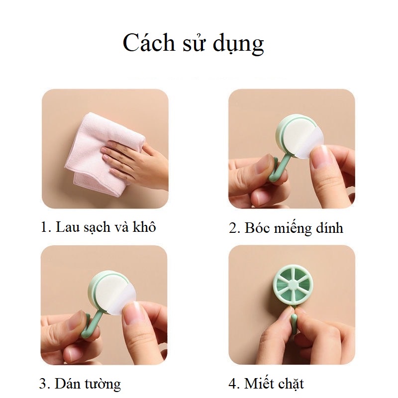 Combo 10 móc dán tường treo đồ nhựa nhiều màu phong cách Bắc Âu