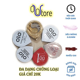 [SIÊU CẤP] Bao cao su OLO MỎNG NHẤT THẾ GIỚI - 0,01mm, CHỐNG XUẤT TINH SỚM - benzocain 5%10 cái/1 hộp bcs B C