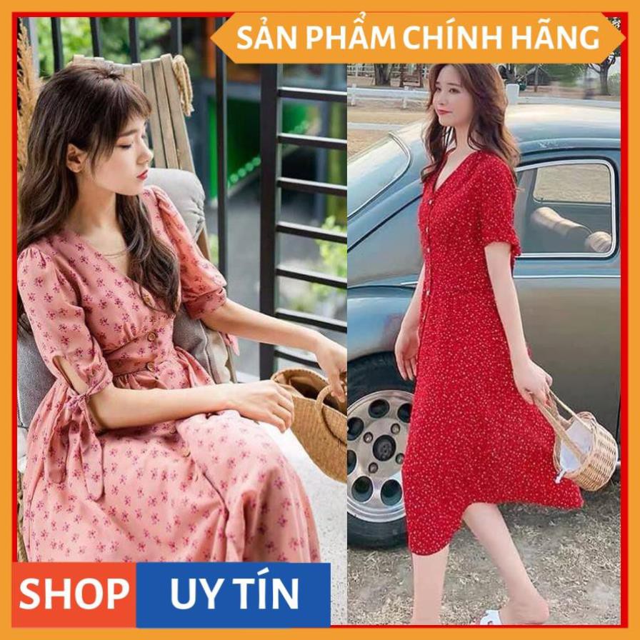 Đầm suông hoa dạo phố 2 màu tay nơ so iu-hẹn hò,đi dạo diện em nó thì đẹp phải biết nè các nàng - Thời trang VADA - D143