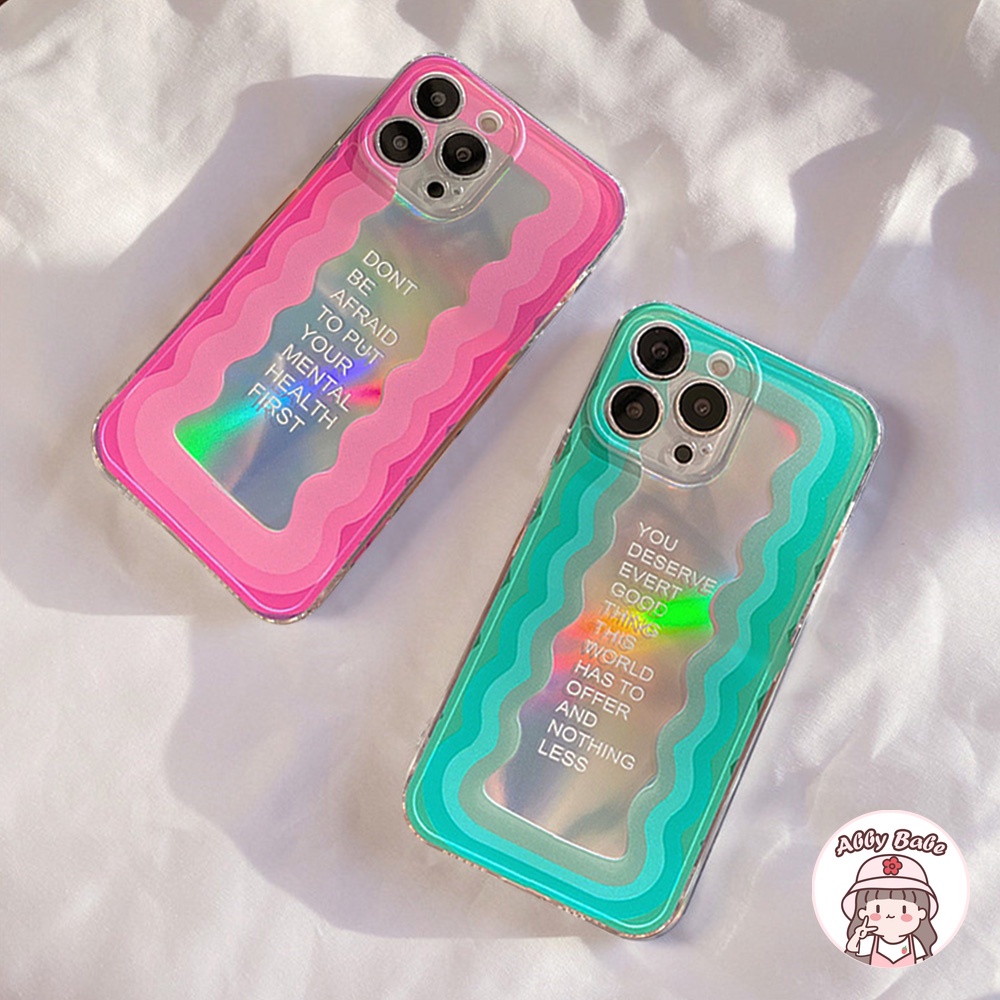 Ốp Điện Thoại TPU Mềm Trong Suốt Chống Sốc Màu Laser Họa Tiết Sóng Biển Cho IP 13 12 11 Pro Max XR 8 7 Plus