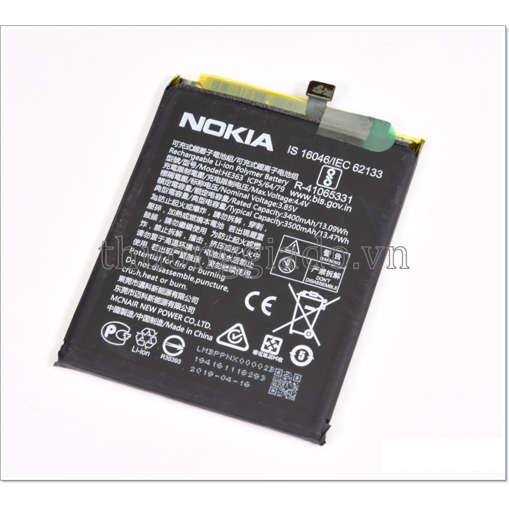 Pin Nokia HE363 ( Nokia X7 / Nokia 7.1 Plus / Nokia 8.1 )3500mAh, xịn bảo hành 6 tháng