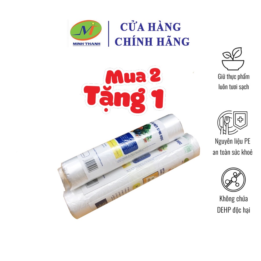 Combo 2 cuộn túi đựng thực phẩm tự hủy sinh học tái sử dụng MINH THÀNH 24x32cmx150 túi