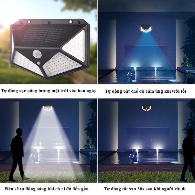 Đèn Năng Lượng Mặt Trời , Đèn Cảm Ứng Chuyển Động , Đèn Cảm Biến , Đèn Năng Lượng Mặt Trời Sân Vườn 100 mắt Led cao cấp