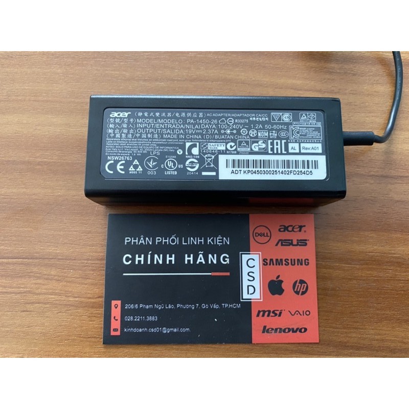 Sạc Laptop Acer Swift 3 SF315-51 SF315-51G 19V-2.37A Kích thước chân cắm 3.0mm x1.1mm - Hàng Full Box