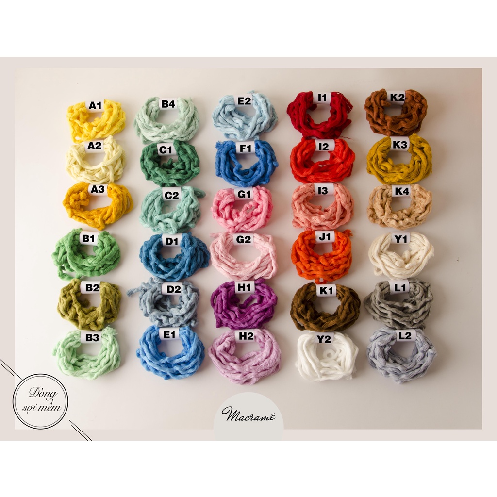 Dây thắt Macrame 1 xoắn màu (3mm), Colorful Macrame Twine I Phụ kiện Macrame