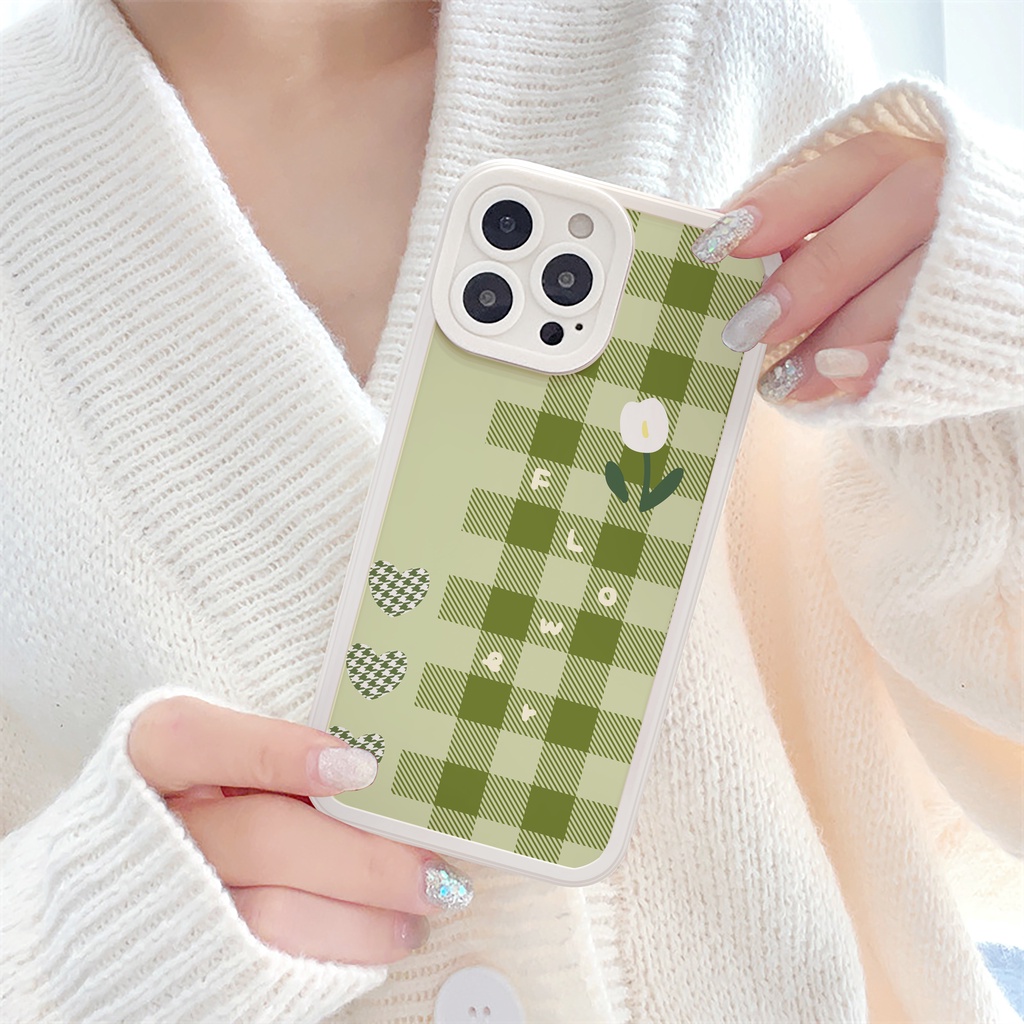 Ốp lưng iphone Green Tulip bóng cạnh vuông 6/6plus/6s/6splus/7/7plus/8/8plus/x/xs/11/12/13/14/pro/max/promax/plus