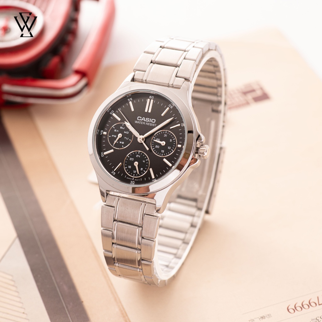 Đồng Hồ Quartz Nữ Casio WATCHSTORE LTP-V300D-1AUDF Thiết Kế Mặt Kính Khoáng 33.2mm, Dây Kim Loại, Vỏ Thép Không Gỉ