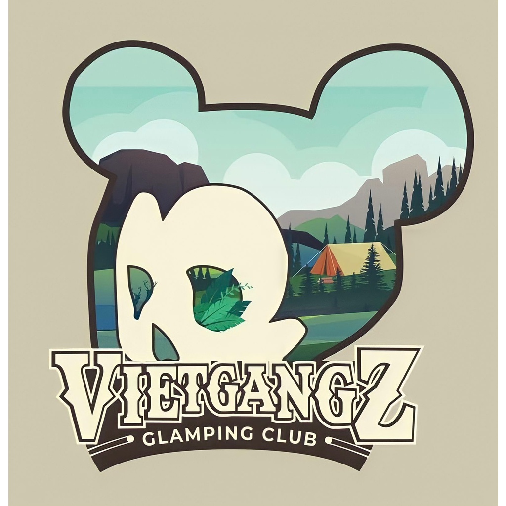 LOGO VIETGANGZ GLAMPING (CHỐNG NƯỚC) DÁN - XE ĐẠP- XE MÁY - GƯƠNG- TỦ-LAPTOP-VALI..v..v(7x7)cm