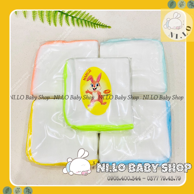 Sét Khăn xô sữa Marigo Thỏ 2 lớp, 3 lớp, 4 lớp rửa mặt, gấp chéo buộc vào cổ khi bé ăn.