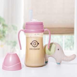 Bình tập uống Grosmimi PPSU Straw Cup 300ml – màu Hồng