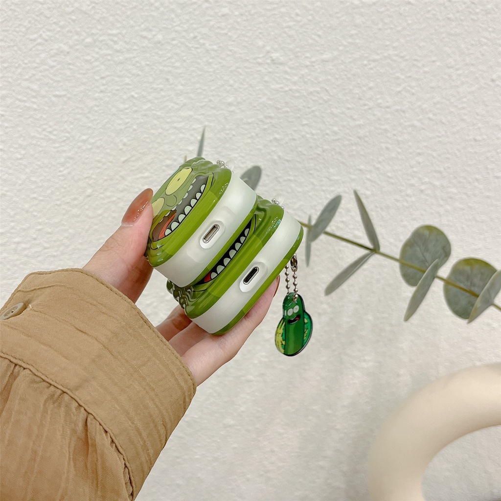 Vỏ Bảo Vệ Hộp Sạc Tai Nghe Bluetooth Không Dây AirPods 1 2 pro 3 2021 gen3 Bằng Silicon Tpu Mềm Chống Rơi Hình Dưa Leo Sáng Tạo