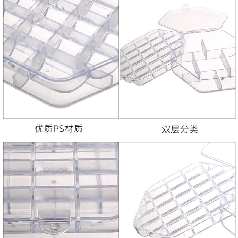 Hộp đựng trang sức hai tầng bằng nhựa trong suốt có nắp đậy tiện lợi