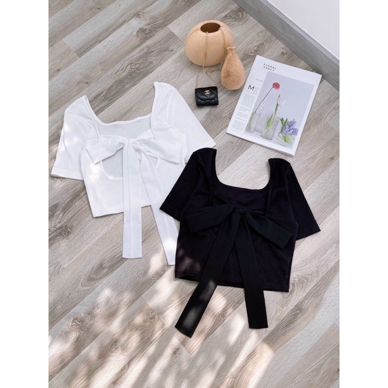 Áo thun crop lưng cột nơ (Chuyên sỉ )
