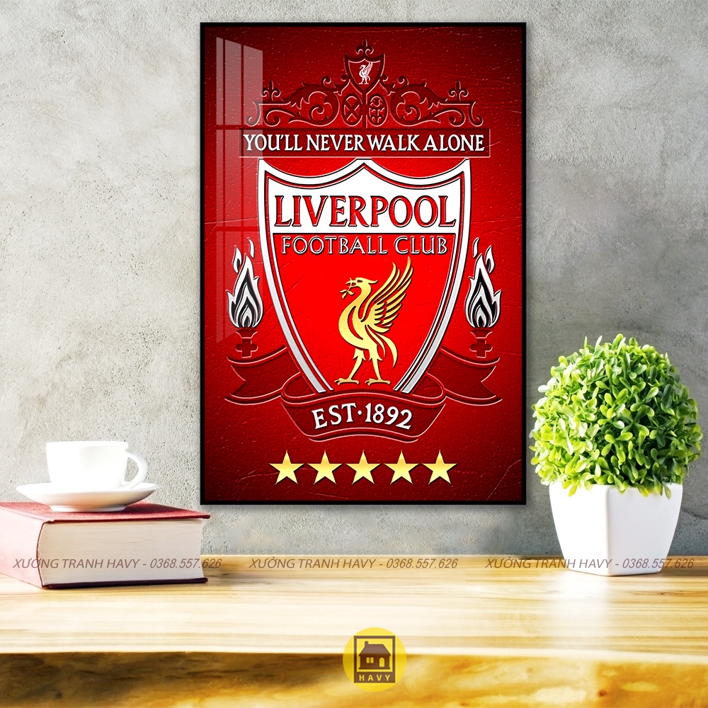 Tranh bóng đá Liverpool, chất liệu mica tráng gương cao cấp