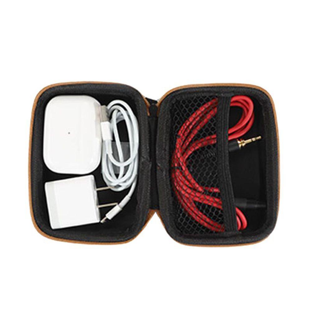 Hộp Đựng Tai Nghe / Tiền Xu / Dây Cáp USB Bọc Da PU Có Khóa Kéo Tiện Dụng