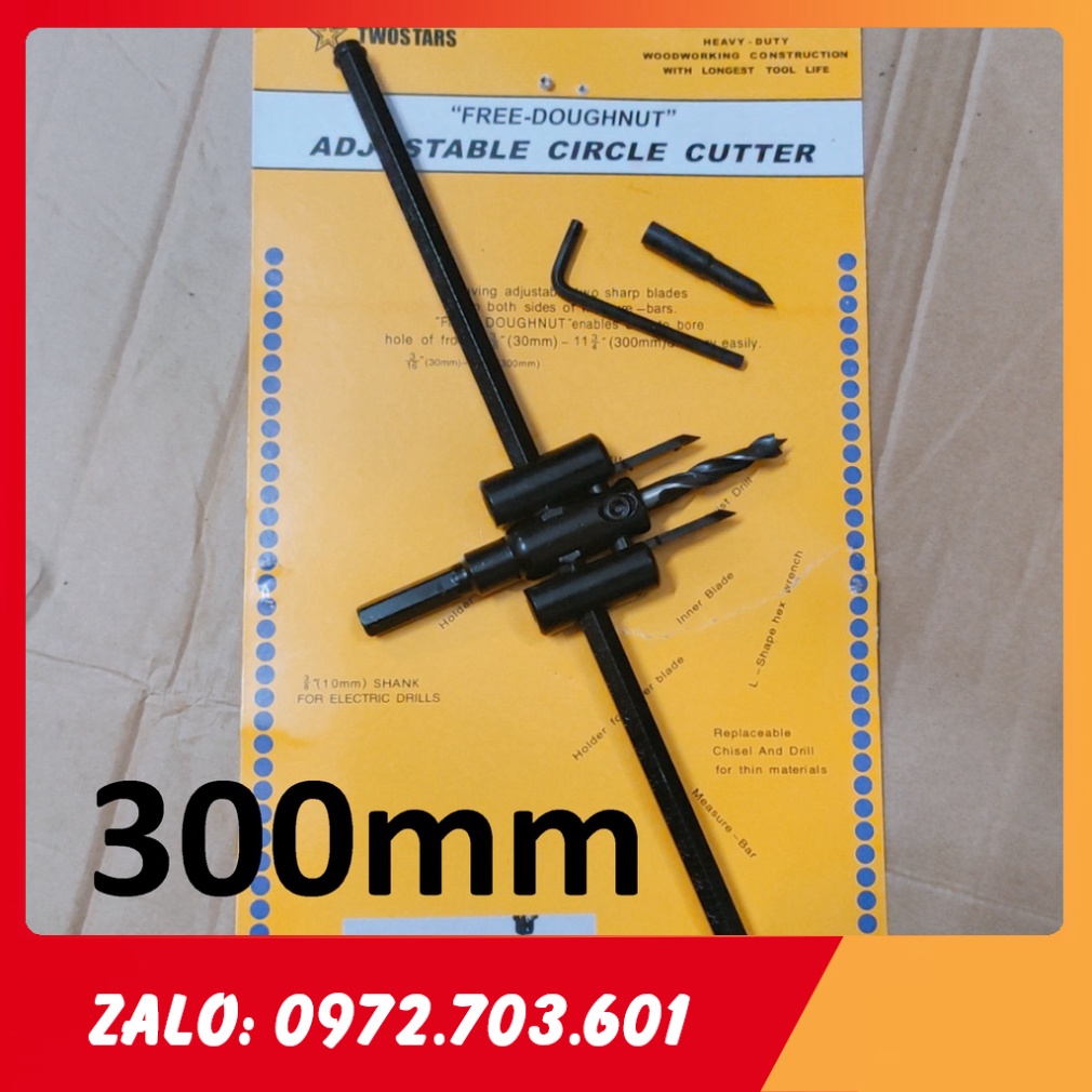 Mũi Khoan Khoét Lỗ Thùng Loa, Lỗ Đèn Thạch Cao 300mm (Bộ Mũi Khoét Lỗ Gỗ Thạch Cao Trần) [GIÁ TỐT]