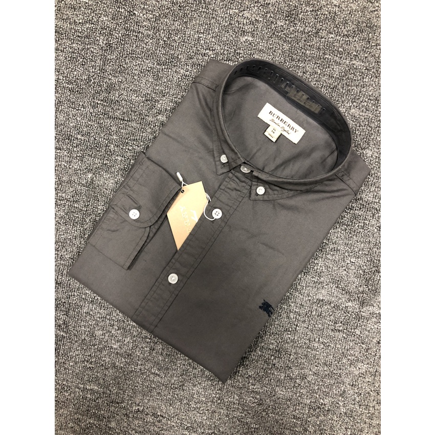 Hàng Có Sẵn Áo Sơ Mi Burberry Vải Oxford Màu Trơn Tay Dài Phong Cách Doanh Nhân Cho Nam