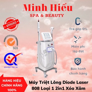 Máy triệt lông diode laser 808 loại 1 2in1 xóa xăm 2021 máy bảo hành 12