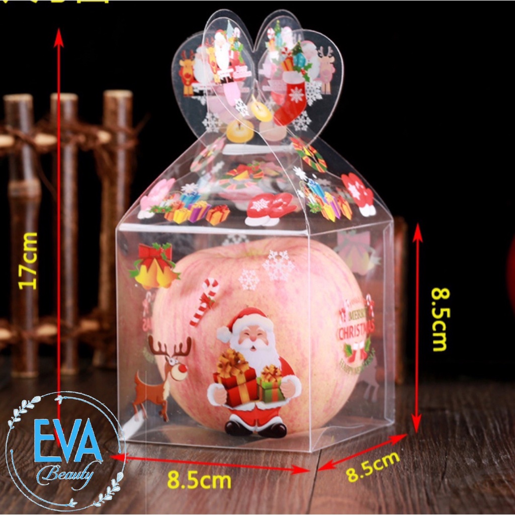 Combo 5 Hộp Nhựa Mica Đựng Quà Giáng Sinh Trong Suốt Nắp Trái Tim 3D Nhiều Mẫu M3522