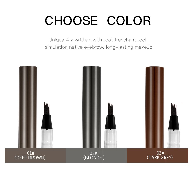 Bút trang điểm lông mày Pudaier 3 màu E3008 sắc không thấm nước 10g