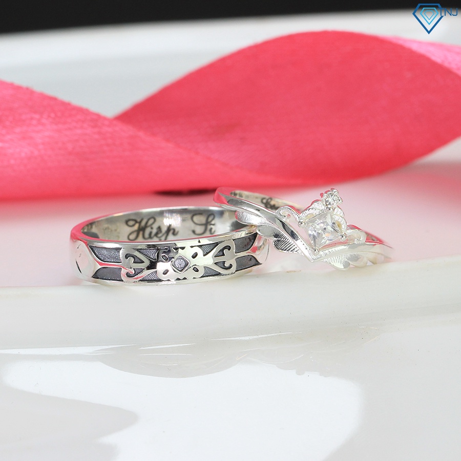 Nhẫn đôi hiệp sĩ và công chúa nam nữ bạc khắc tên ND0471 Trang Sức TNJ