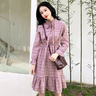 (ORDER) Váy kẻ sọc thắt nơ