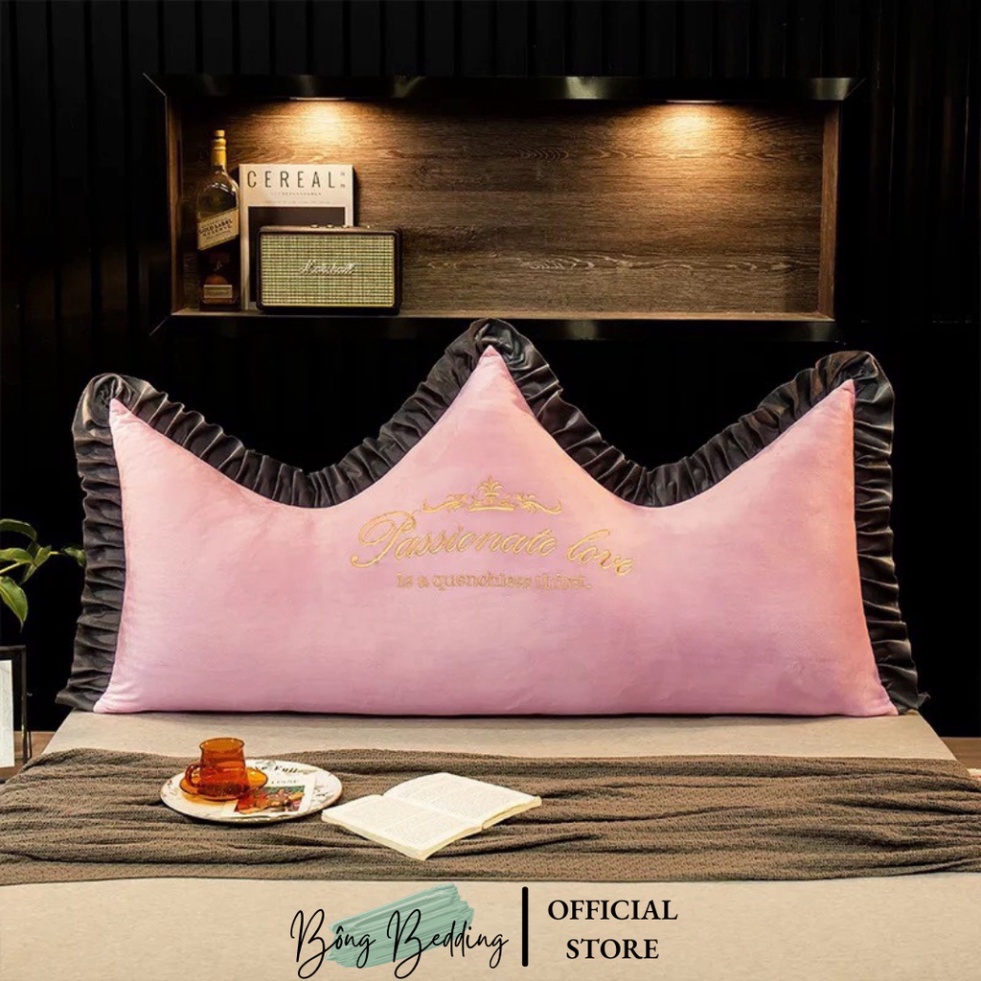Gối Tựa Đầu Giường HIN BEDDING Mẫu Vương Miện Lucky Chất Liệu Nỉ Nhung Cao Cấp Có Sẵn 1m5 và 1m8