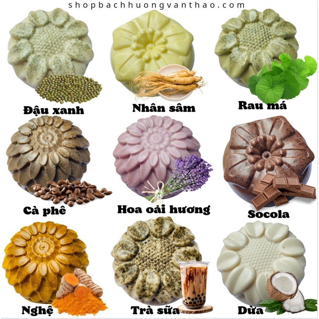XÀ PHÒNG GLYCERIN/ handmade soap/ x.à bông tắm /TRÁI BƠ/ LAVENDER/ HOA HỒNG/ NGHỆ ĐÀO/ CÚC LA MÃ