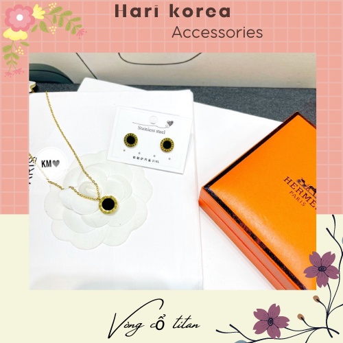 Sét vòng cổ  2 mặt chữ khắc titan không bay màu - Hari Korea Accessories