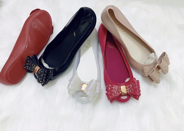 😍Đẹp lém😍 Giầy búp bê nơ tầng  nữ nhựa thơm | BigBuy360 - bigbuy360.vn